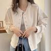 Einfarbig Locker Kurz Sweatshirt Baseball Uniform Damen Herbst Lässige Jacke Oberteil Strickjacke
