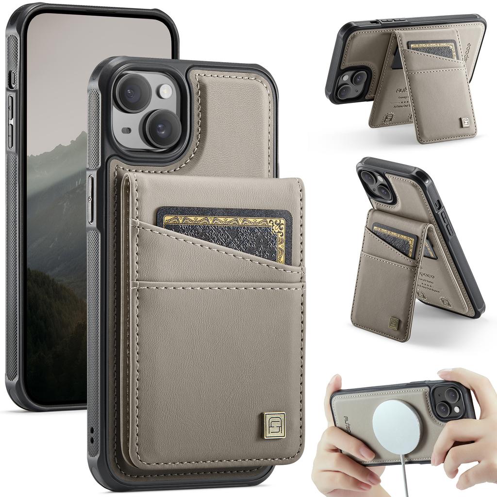 For iPhone 13 6.1 Inch Case AUTSPACE A12 Leather Phone Case with Detachable Card Bag