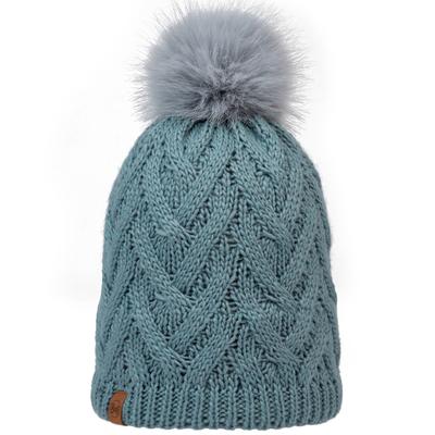 Knitted Fleece Caryn Beanie, Womens Green Cap