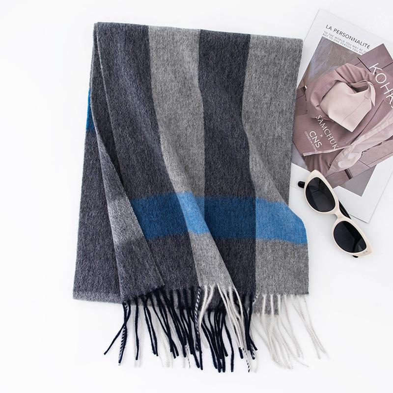 

Scarf Korean Style Atmospheric Wool Scarf for Women High End Long and Simple Women s Plaid Autumn and Winter Cashmere Shawl 190*30cm