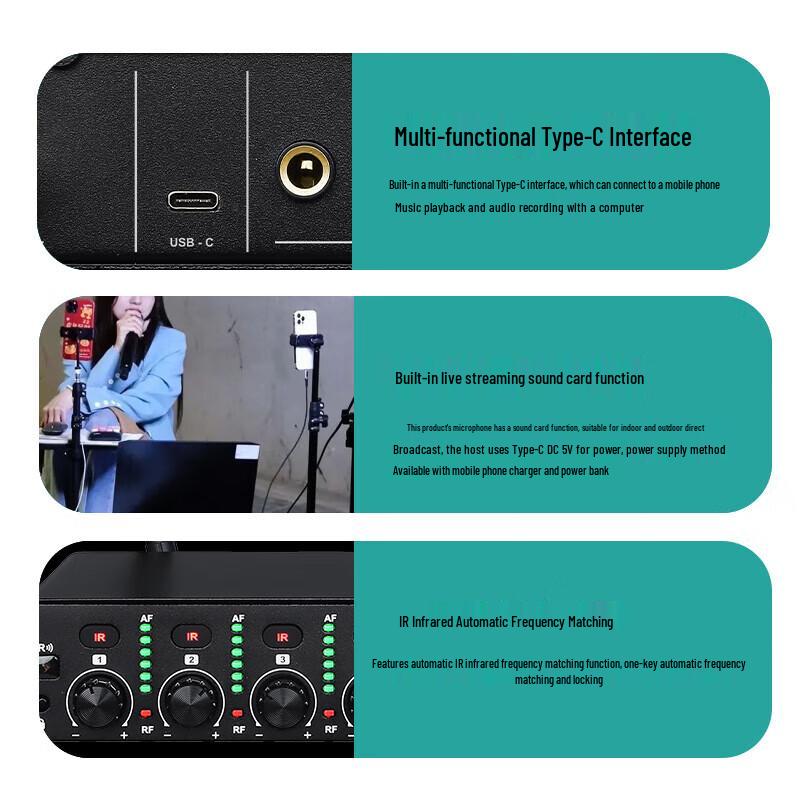 Huido HDS-5300 Wireless 4-Channel Headset Microphone System (CN Version)