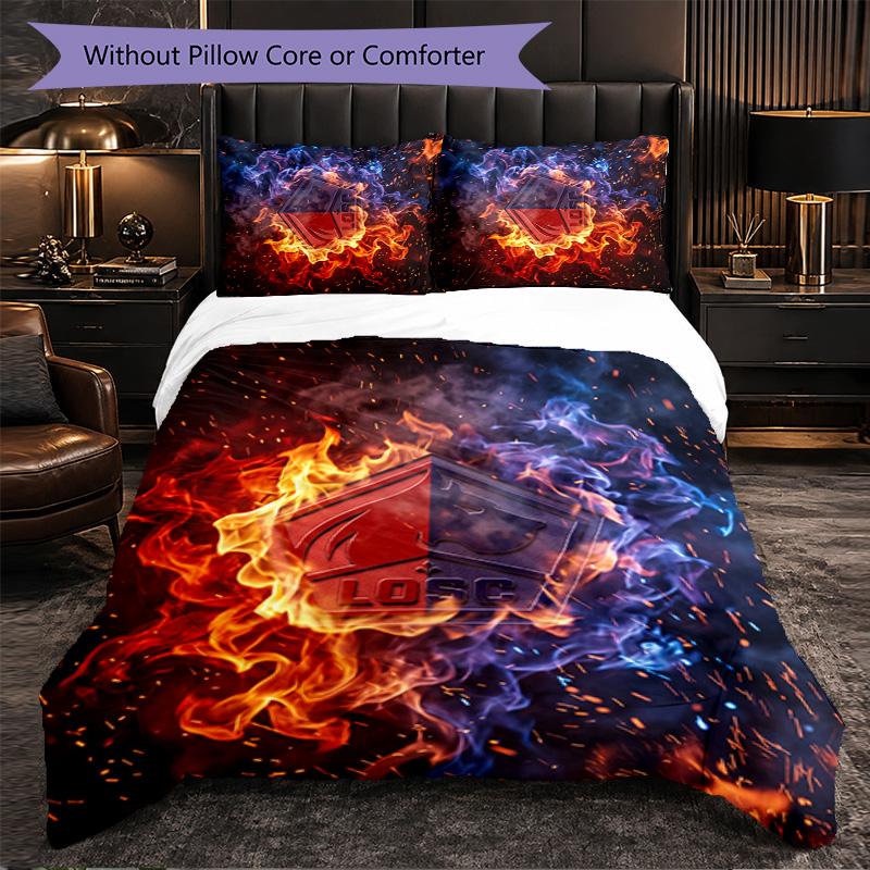LOSC Lille FC Themed Bedding 3Pcs Duvet Cover Set Decorative Bed Linen For Teen Room Home Decoration