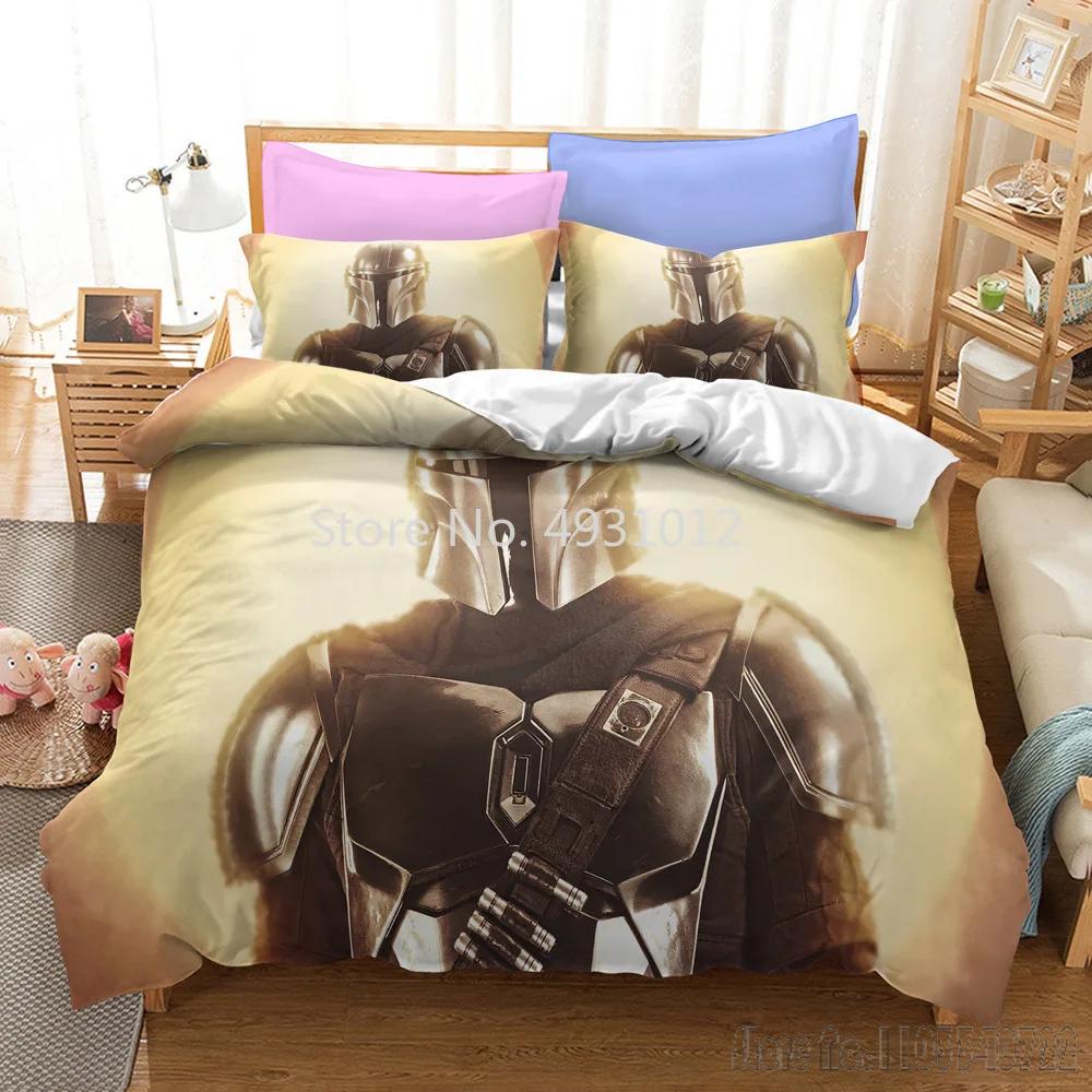 Anime 3D Printed Warrior Mandalorian Child Bedding Set Baby Duvet Cover Sets Bedclothes Twin Single King Kids Adult Gift