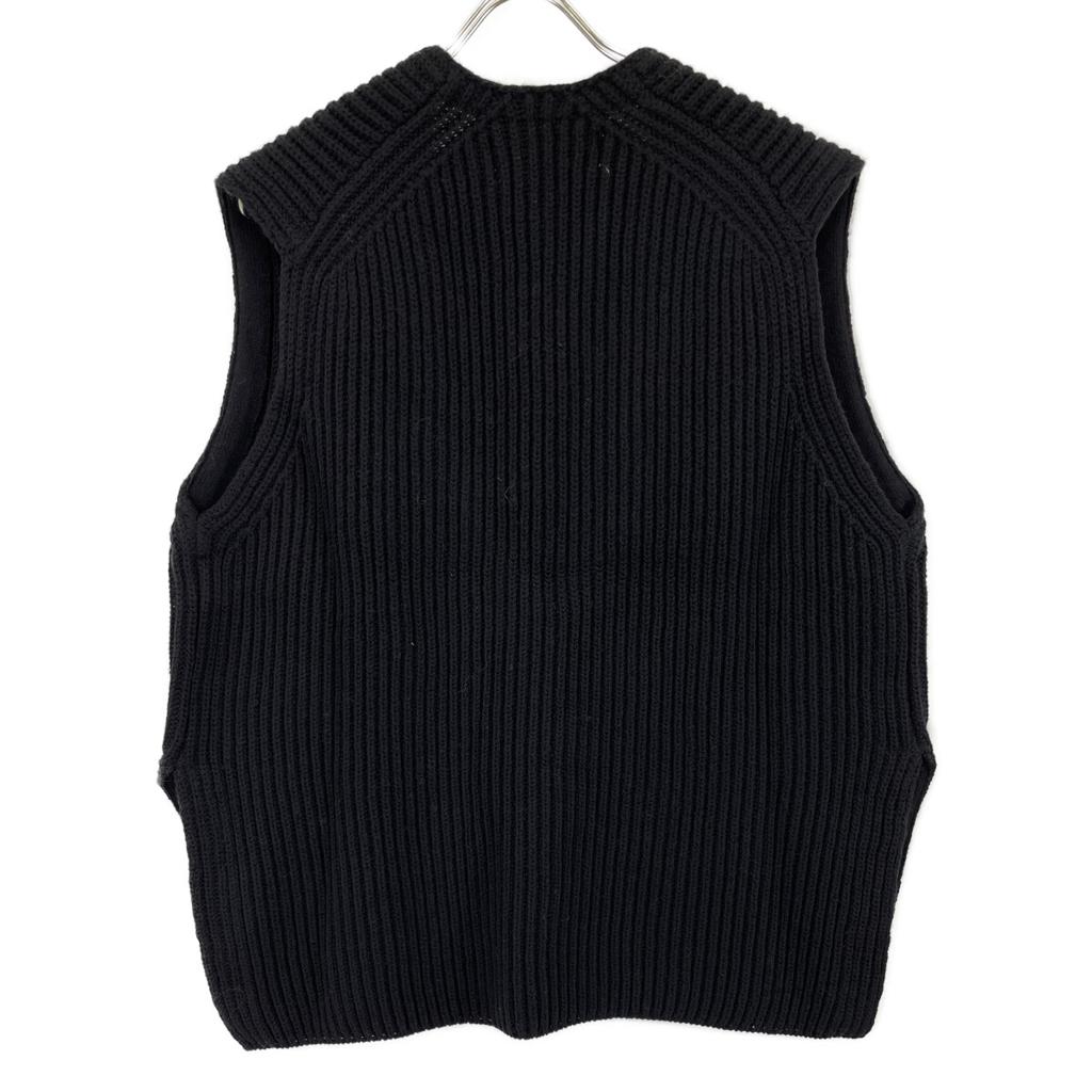 JANE SMITH 21WKN-809S Black Oversized V-Neck Wool Vest Best S blackUsed