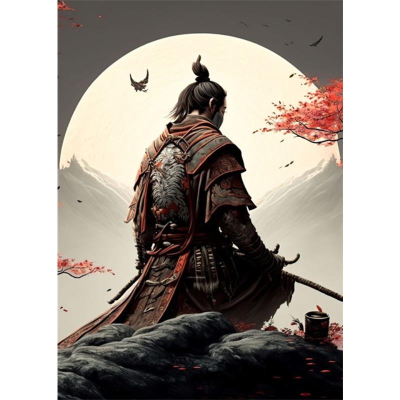 Japanischer Samurai Abstrakte Kunst Leinwandmalerei Samurai Poster und Drucke Wandkunst Bilder für Heimwanddekor Kunstgemälde