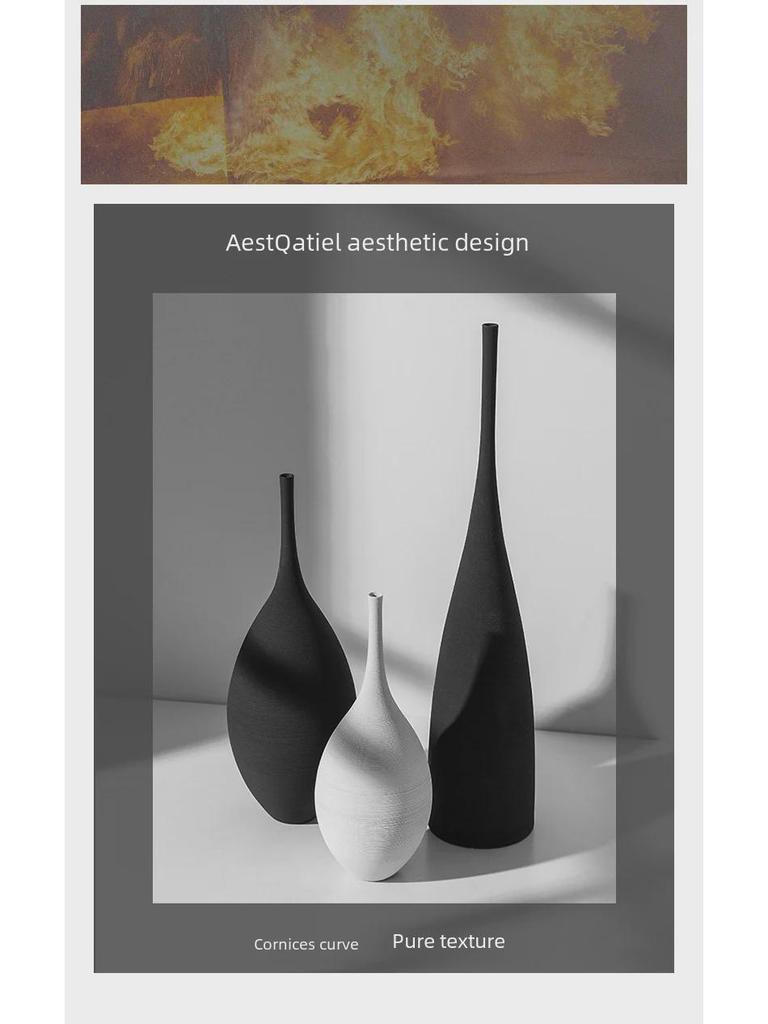 Bei Hanmei Long-Neck Ceramic Vase - Hand-Brushed Decor for Home Furnishing