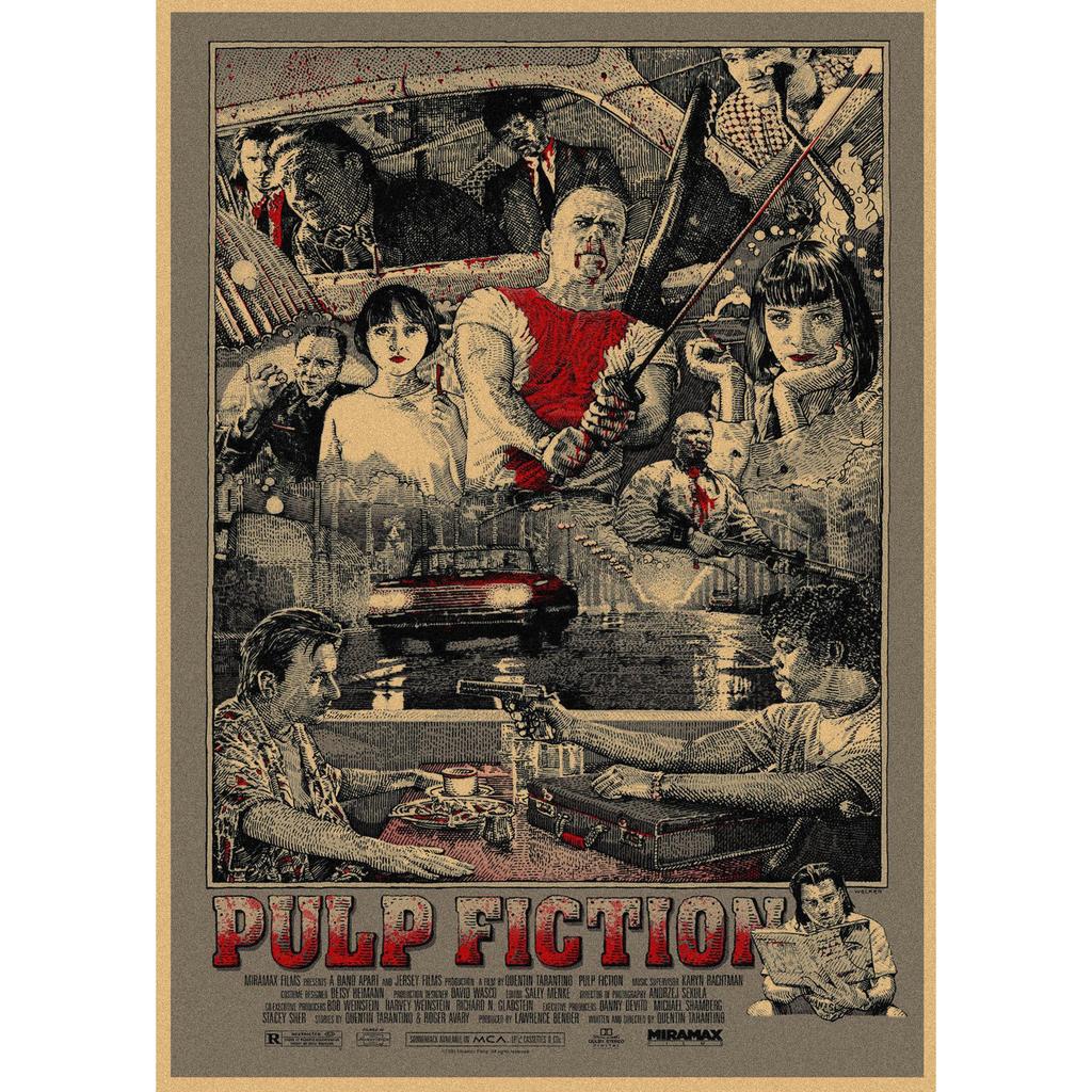 Pulp Fiction Retro Kraft Paper Poster - Classic Bar Wall Decoration