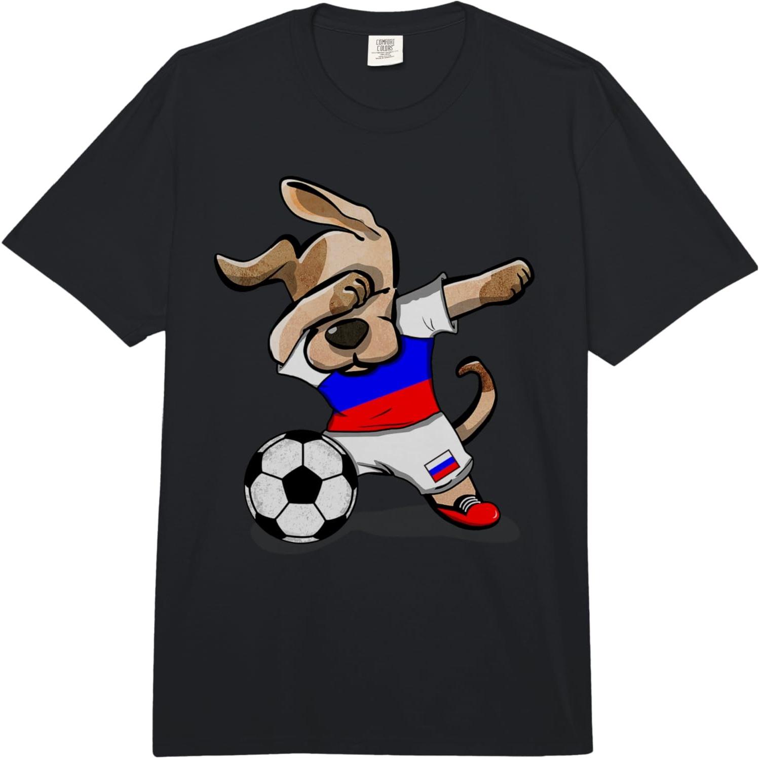 Dabbing Dog Russia Soccer Fans Jersey Russian Football Lover Comfort Colors Adult Heavyweight T-Shirt S