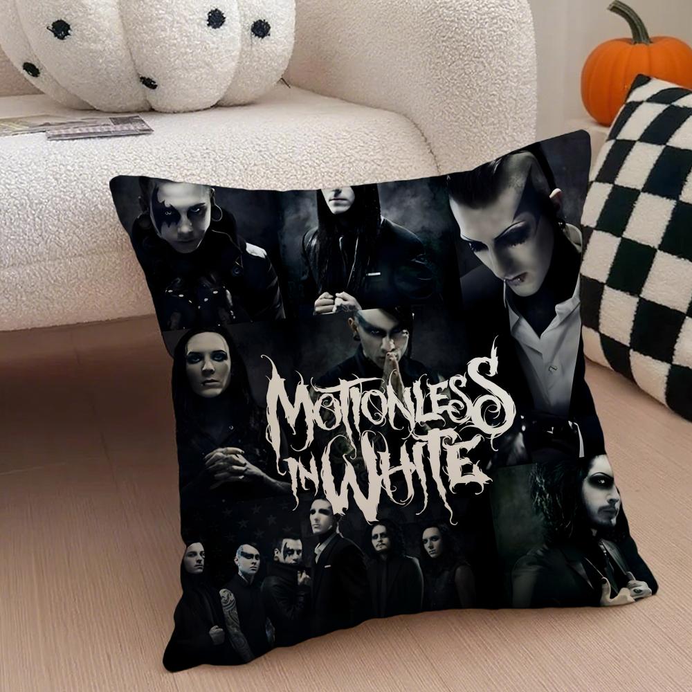 Dark American Rock Band MMotionless In White Cushion Cover Throw Pillow Cover Hidden Button Durable Polyester Chair Cushion