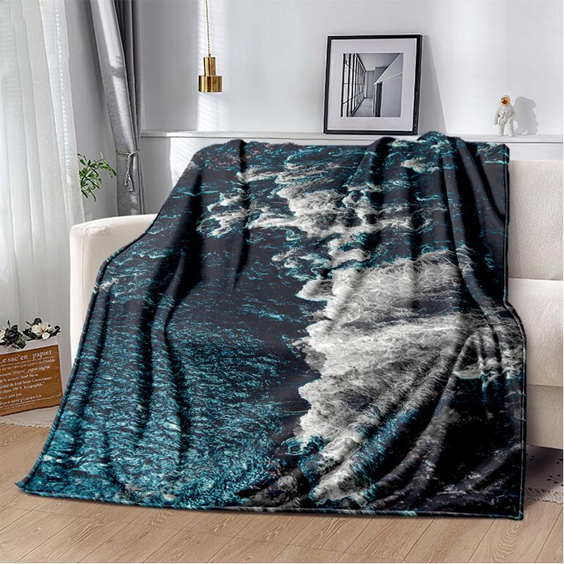 2025 New Style Sea Water Beach Reef 3D Nature Scenery Blanket,Soft Throw Blanket for Home Bedroom Bed Sofa Travel Picnic Cover