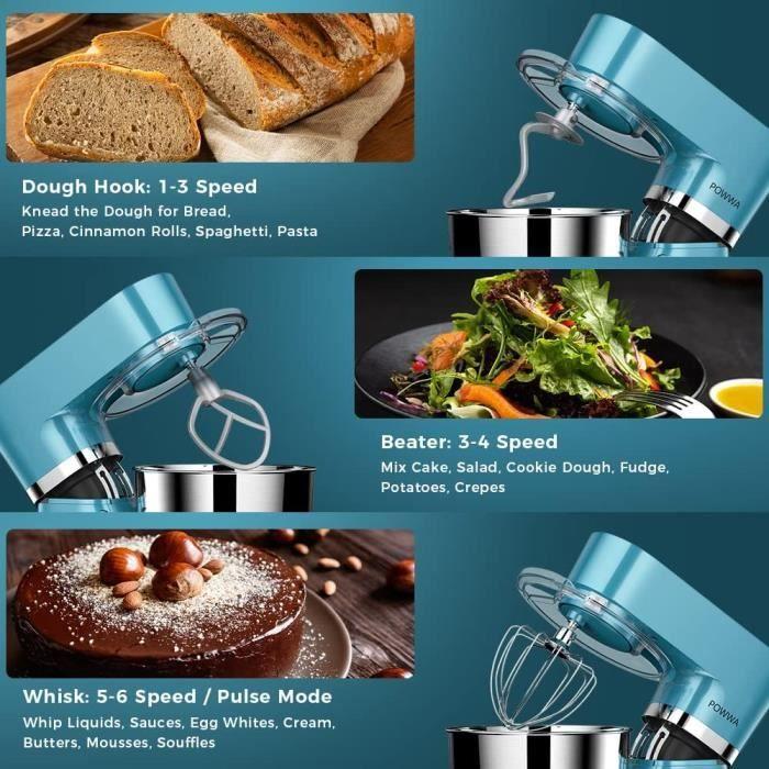 Robot Pâtissier - POWWA - 1500W - Silencieux - Bol 6.2L - Multifonction 3 en 1