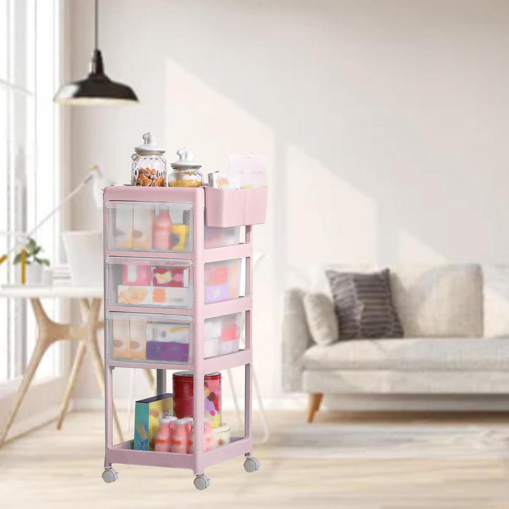 Cărucior de depozitare rulant cu roți 3 sertare transparente mate cărucior rulant durabil cu 1 nivel superior 2