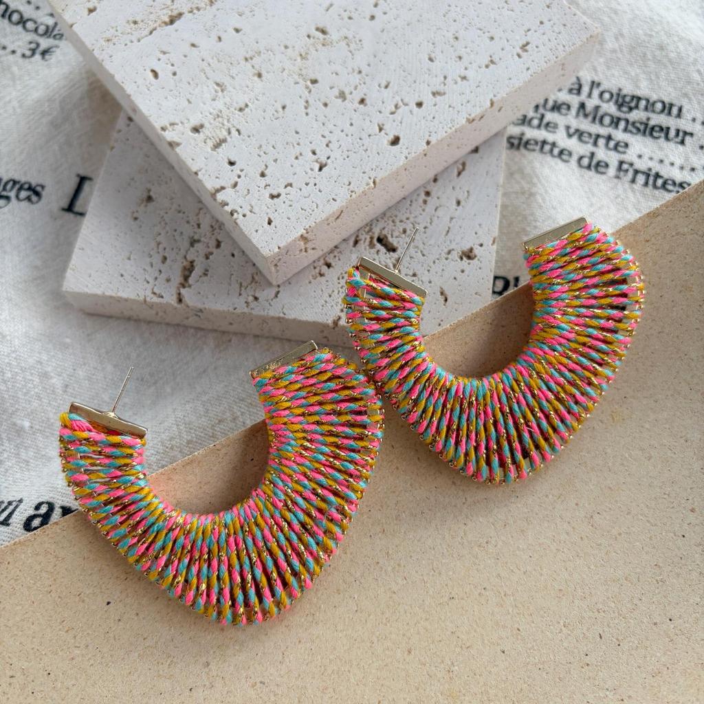 2025 Colorful Braided Wire Earrings: 925 Silver Needle, Niche Design, Light Luxury, European & American Retro Style.