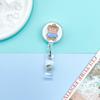 Cute Cartoon Resin Crystal Retractable Badge Reel ID Lanyard Name Tag Card Badge Holder Reels Keychain Card Holder Accessories