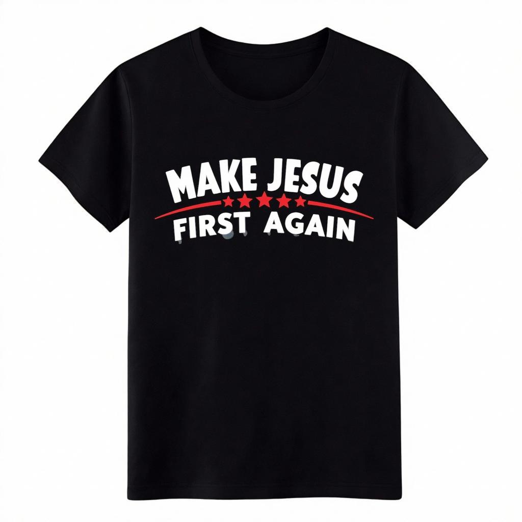 Unisex Vintage Make Jesus First Again Christian T-Shirt-Faith Patriotic Tee