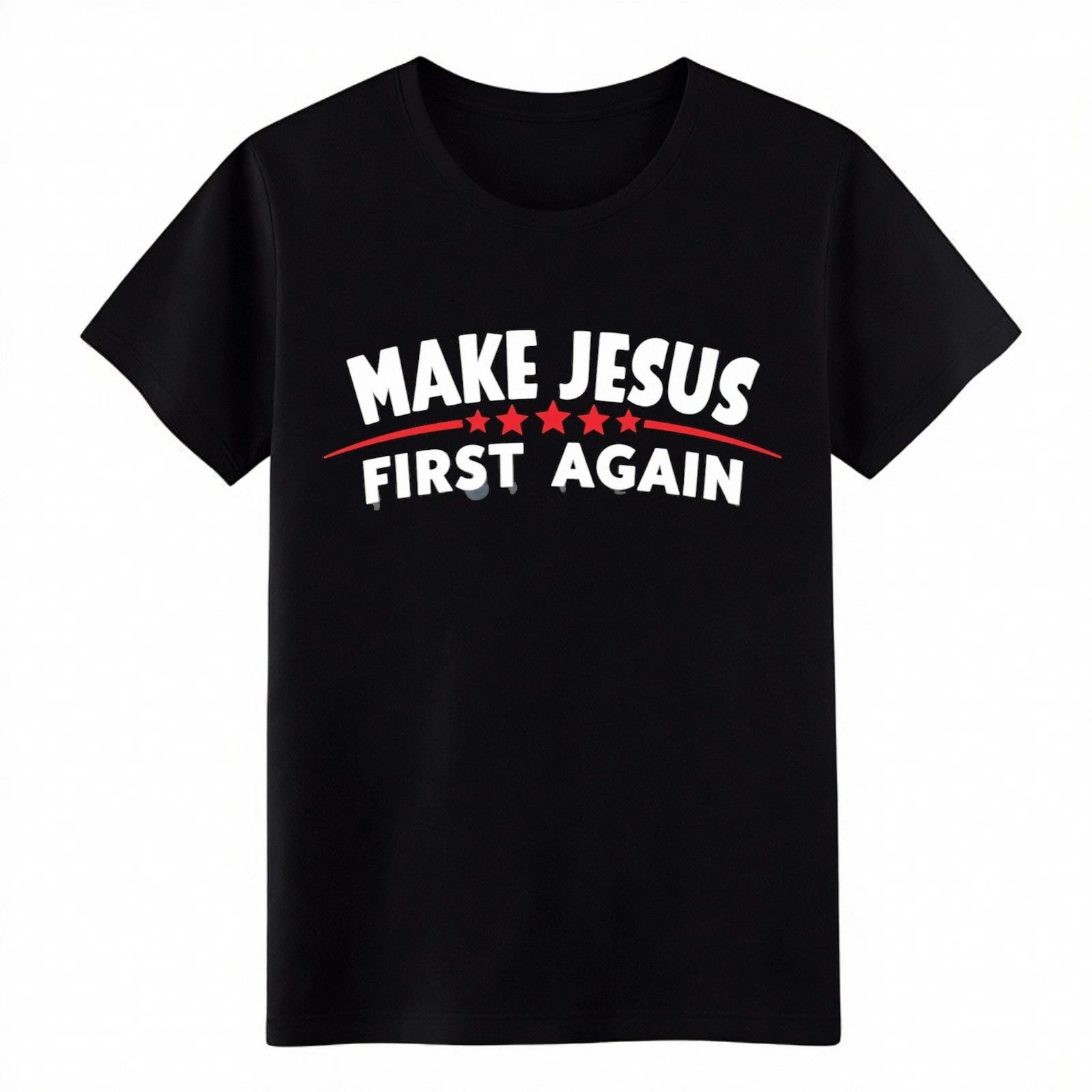 

Unisex Vintage Make Jesus First Again Christian T-Shirt-Faith Patriotic Tee M