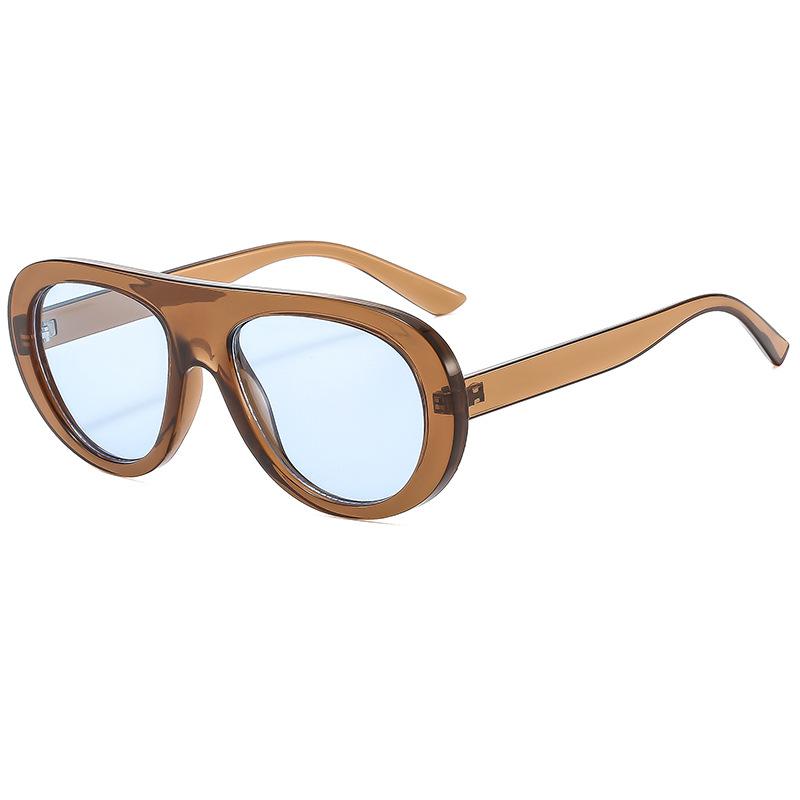 Retro Large Frame Round Face Thin Toad Glasses Men'S And Women'S Tide Single Beam Sunglasses Men'S Sunglasses Women