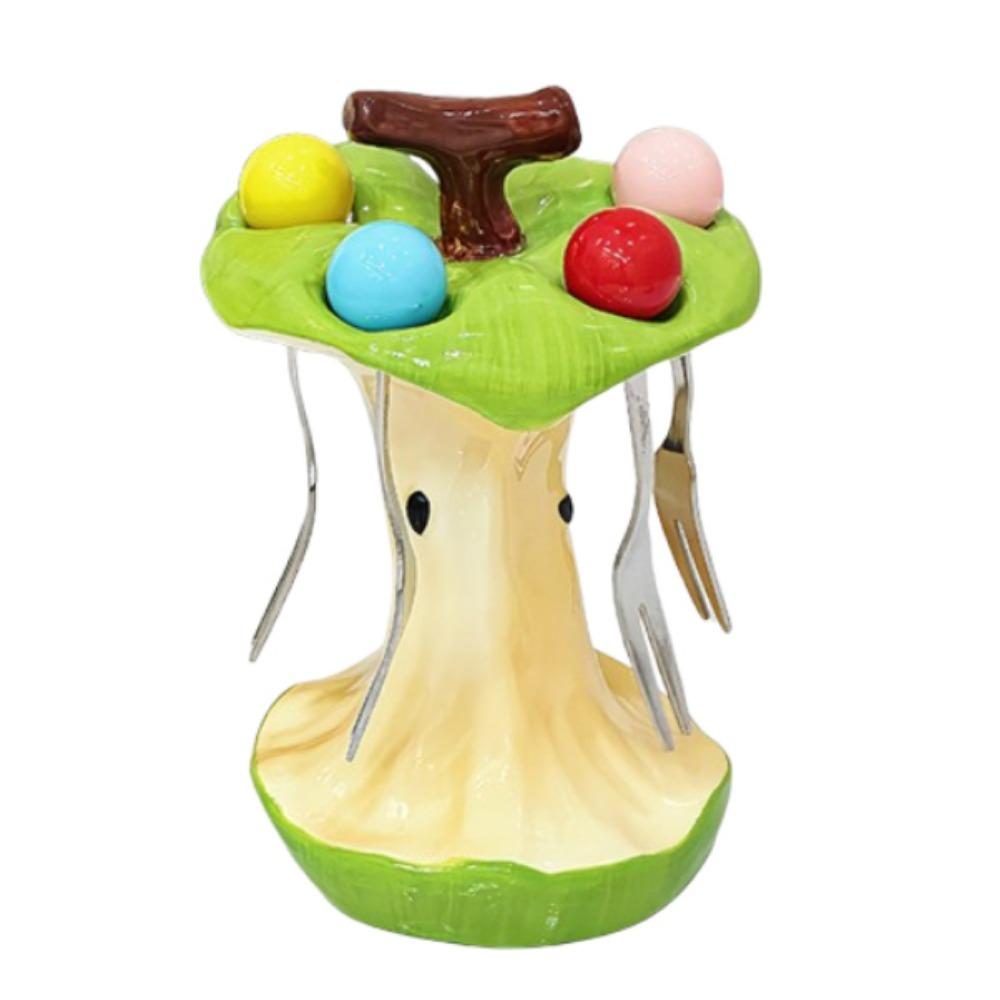 Portable Dessert Fork with Holder Creative Fruit Fork with Storage Jar  Household