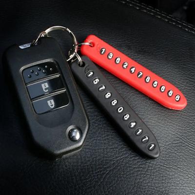 Placa de Número de Telefone Anti-perda Pingente Chaveiro para Carro Auto Veículo Cartão de Número de Telefone Argola de Chave Chaveiro Decoração Interior do Carro