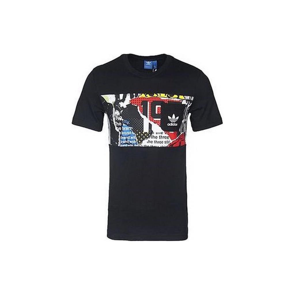 adidas Originals T Shirts Men's Black Crew Neck Moderate Straight Fit BQ3032