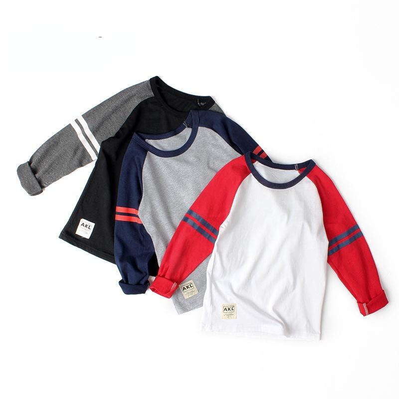 Spring and Autumn Children's Clothing Children's T-shirt Boys Long Sleeve Sweater Cotton Round Neck Long Sleeve Bottoming Shirt