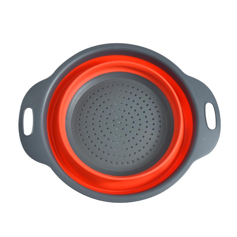 Foldable Round Draining Basket - Plastic Filter for Washing Vegetables & Fruits
