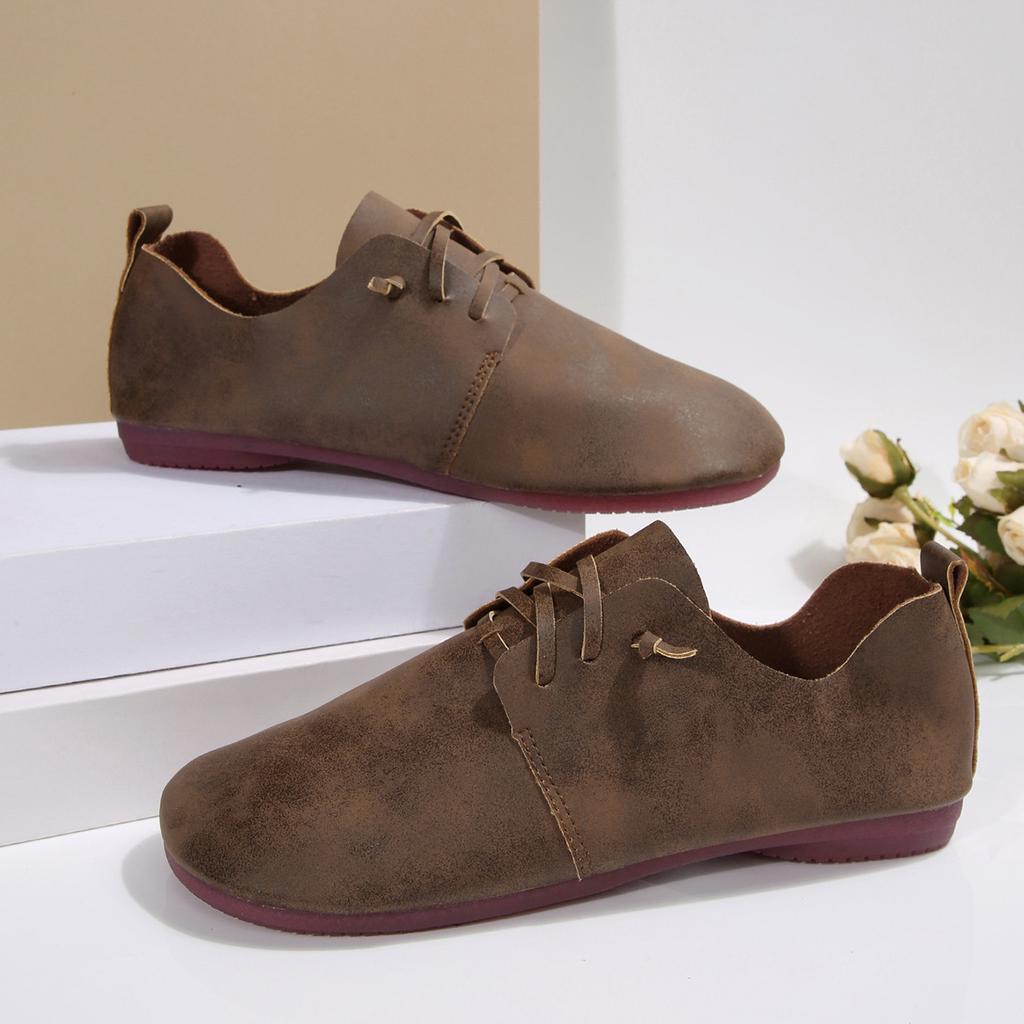 Fashion Woman Shoes Flat Heels Casual Shoes for Women's 2025 New Elegant Autumn Flats Women Footwear Casual Lace Up Solid Color Sneakers