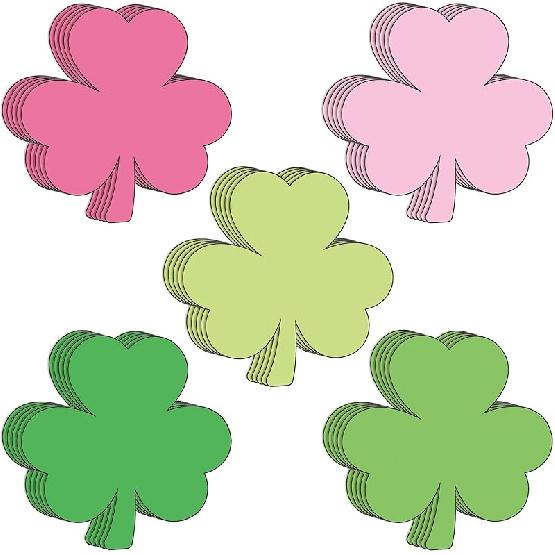 Whaline 45Pcs St. Patrick's Day Shamrock Cutouts 5.9 Inch Gradient Green Clover Shape Cut Outs Large Creative Assorted Paper Cut-Outs for Irish