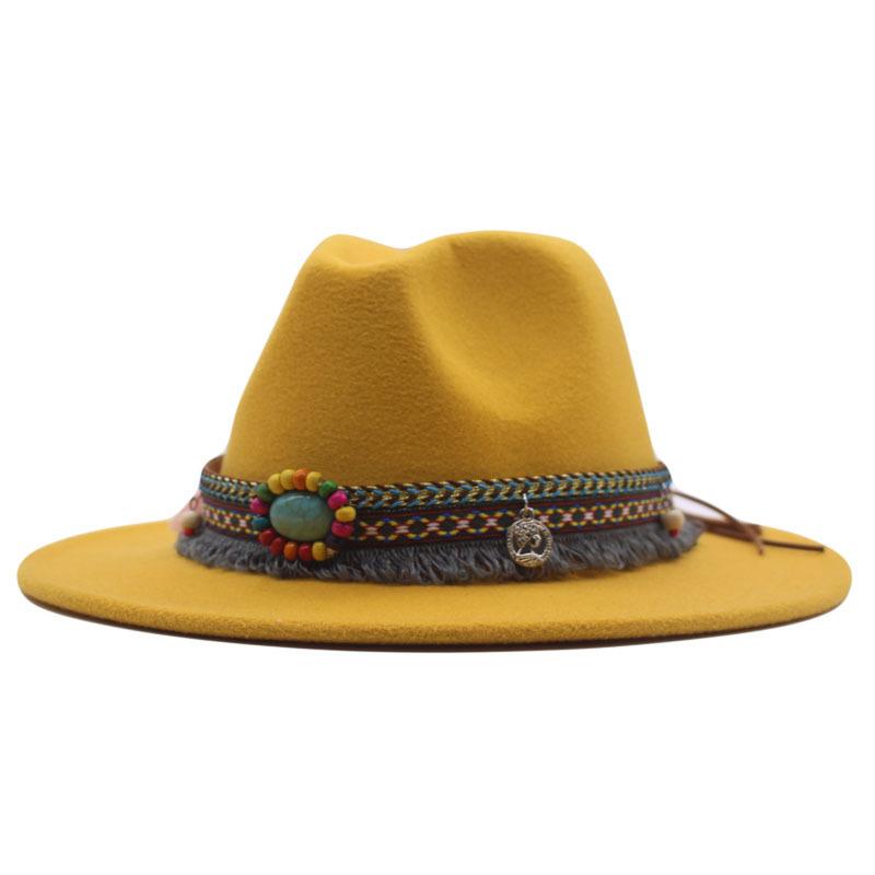 Hot-selling top hat, ethnic style cow head, western cowboy top hat, rolled brim, retro riding hat, woolen felt hat