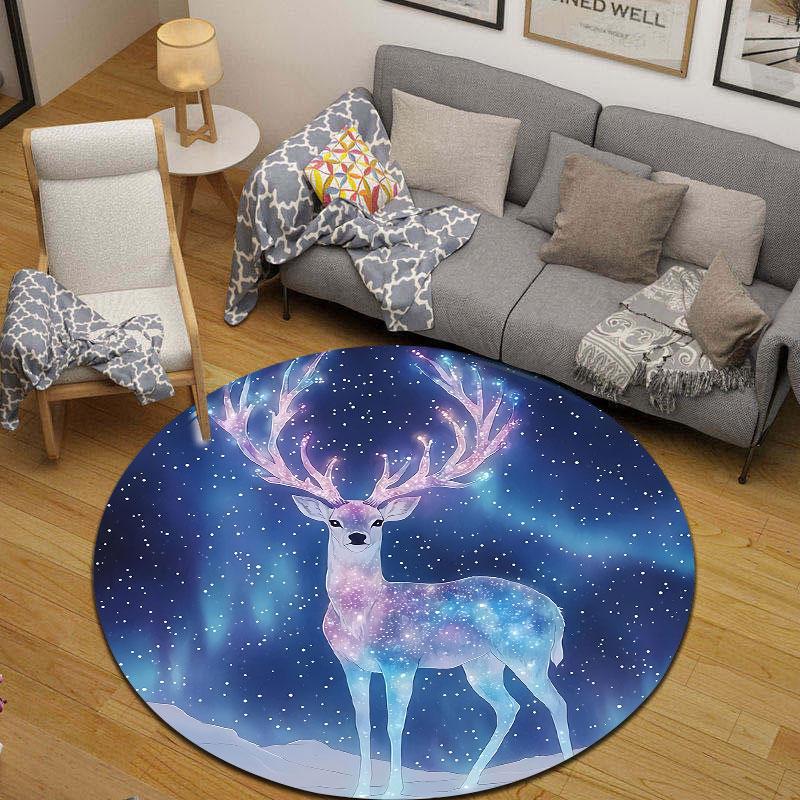 Glam Round Halloween Multicolor Rug Pad, Non-Slip Floor Mat for Bathroom