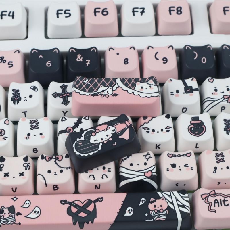 Quality 132key PBT Keycaps Featuring Charm Cats Designs Keycaps for 61 87 96 98 104 108 Mechanical Keyboards Keycap