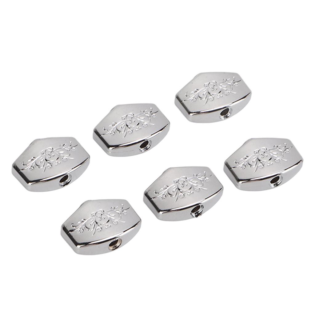 6Pcs Guitar Tuning Peg Tuners Button Machine Head Replacement Buttons Knob Metal Carved Big Square