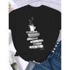 Woman Plus Size Round Neck Half Sleeve T-shirt Printed T-shirt Top New T Shirt Coffee Books Brown Books American Retro T-shirt