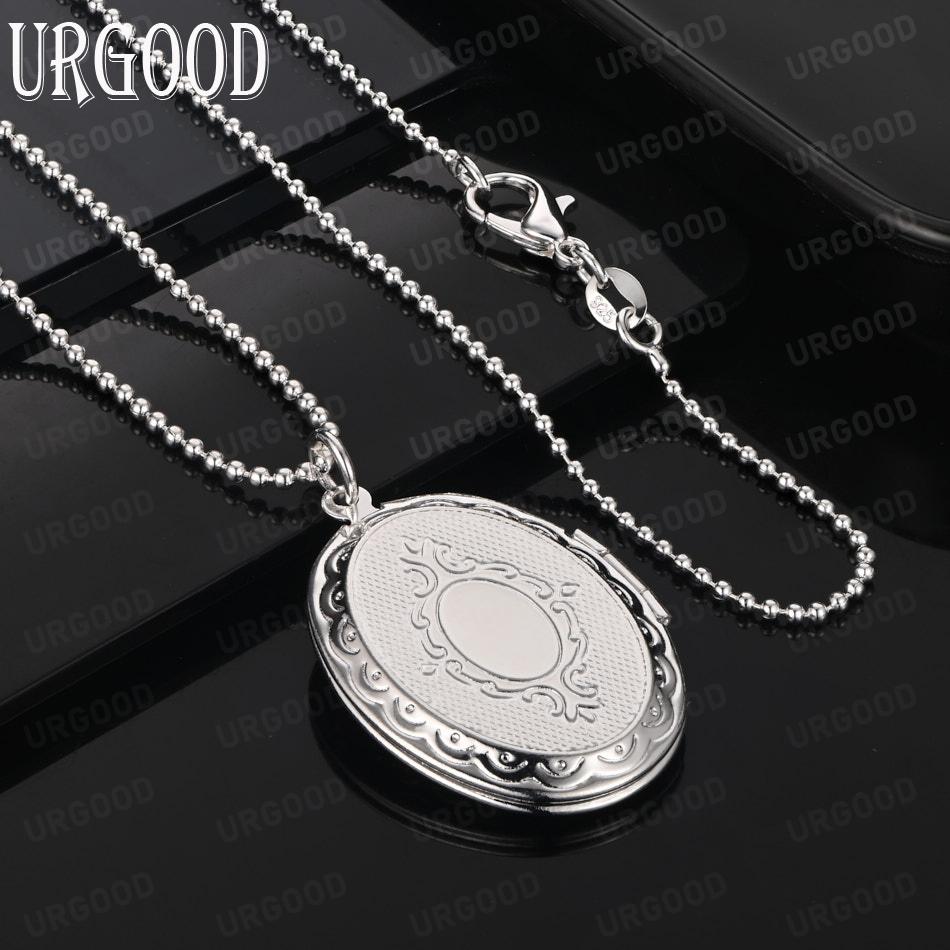 925 Sterling Silber Exquisites Vintage Foto-Box Anhänger Halskette - Stilvoller Abend Schmuck