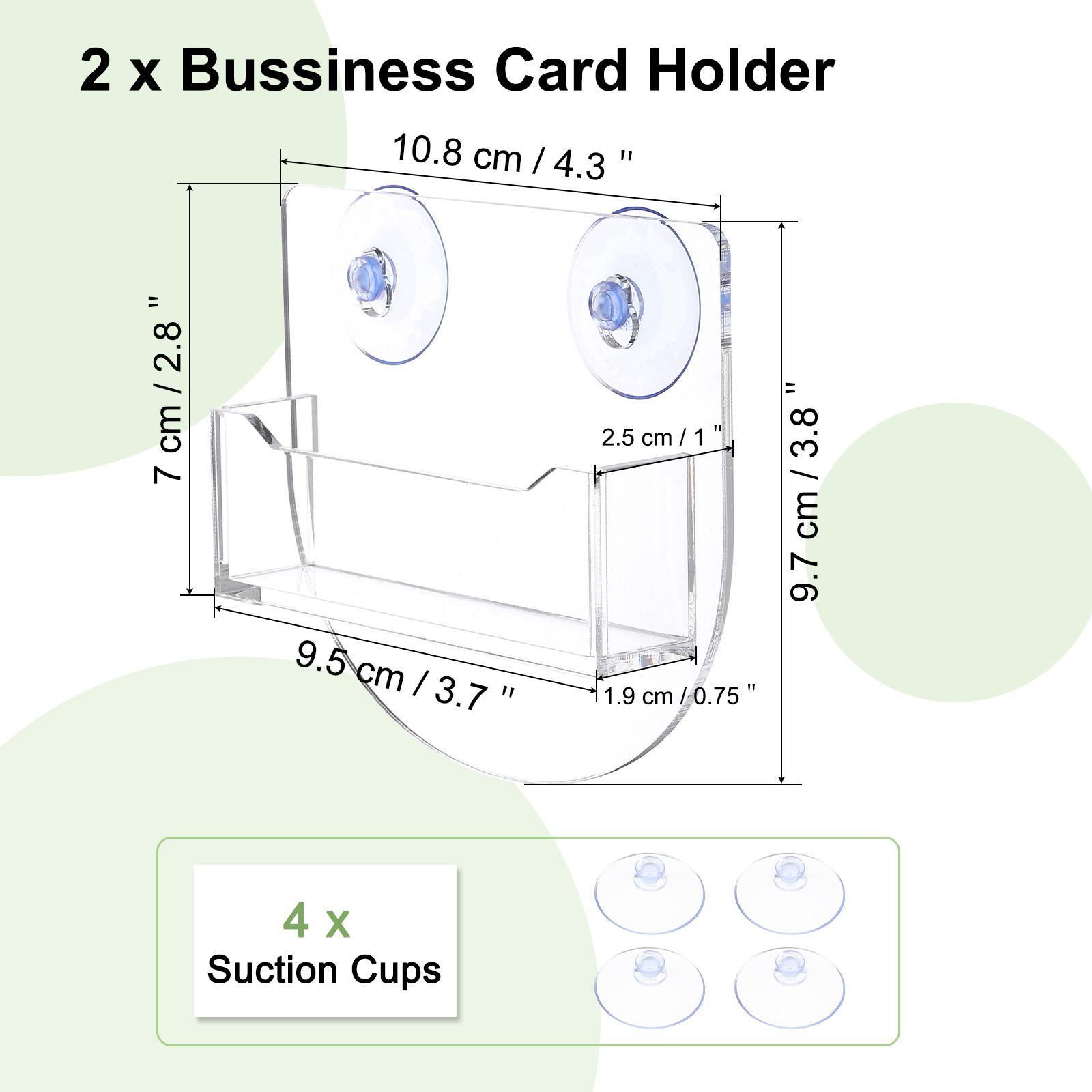 2/4Pcs Window Mount Business Card Holder Acrylic Business Card Holder with Suction Cups Single Pocket Name Card Display Stand