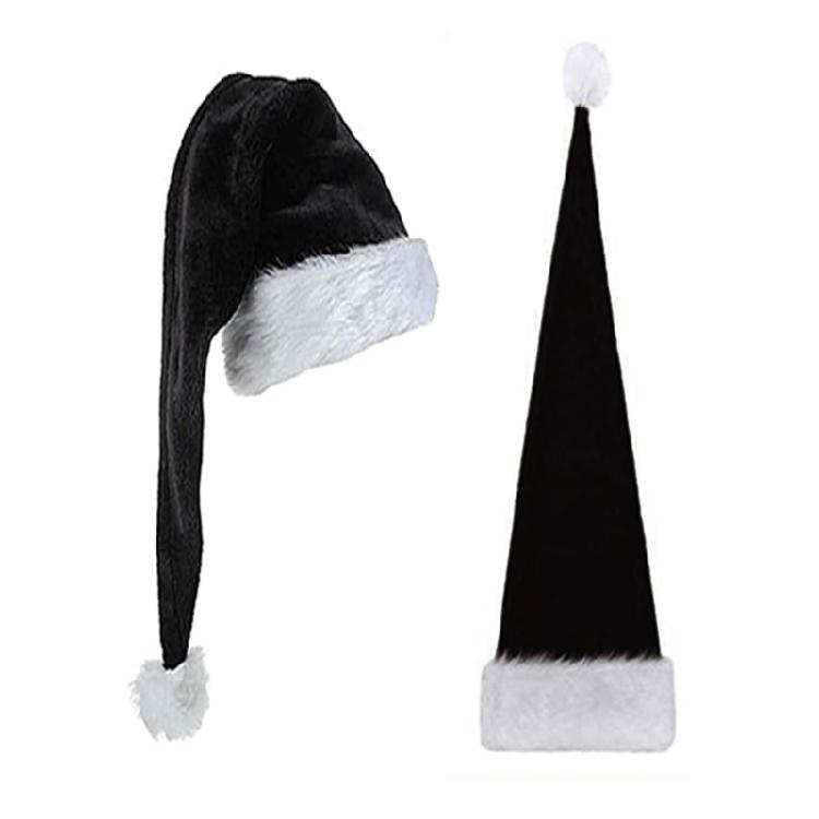 Black Plush Santa Hat Women Beanie Winter Hat Soft Slouchy Warm Christmas Hat