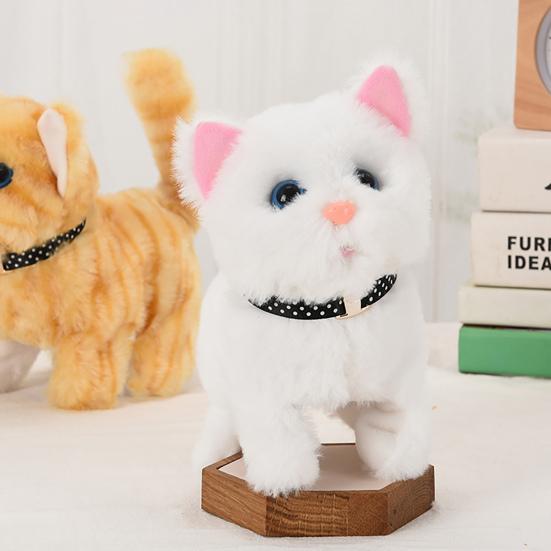 Electric Plush Cat Cognitive Ability Interactive Fine Workmanship Barking Walking Electric Cat Plush Toys for Kids