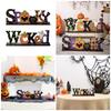 Eerie Wood Crafted Ornament Stylish Wood Halloween Letter Ornament Decoration for Enthusiastic Decorators