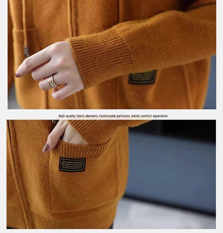 Women's Hooded Knit Cardigan Zipper Sweater Coat - Spring & Autumn Outerwear Trend