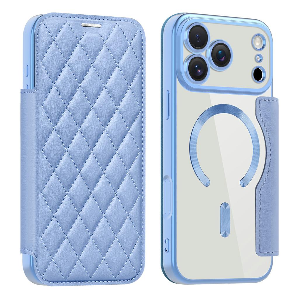 For iPhone 17 Pro Max Case Compatible with MagSafe Rhombus PU Leather Phone Cover