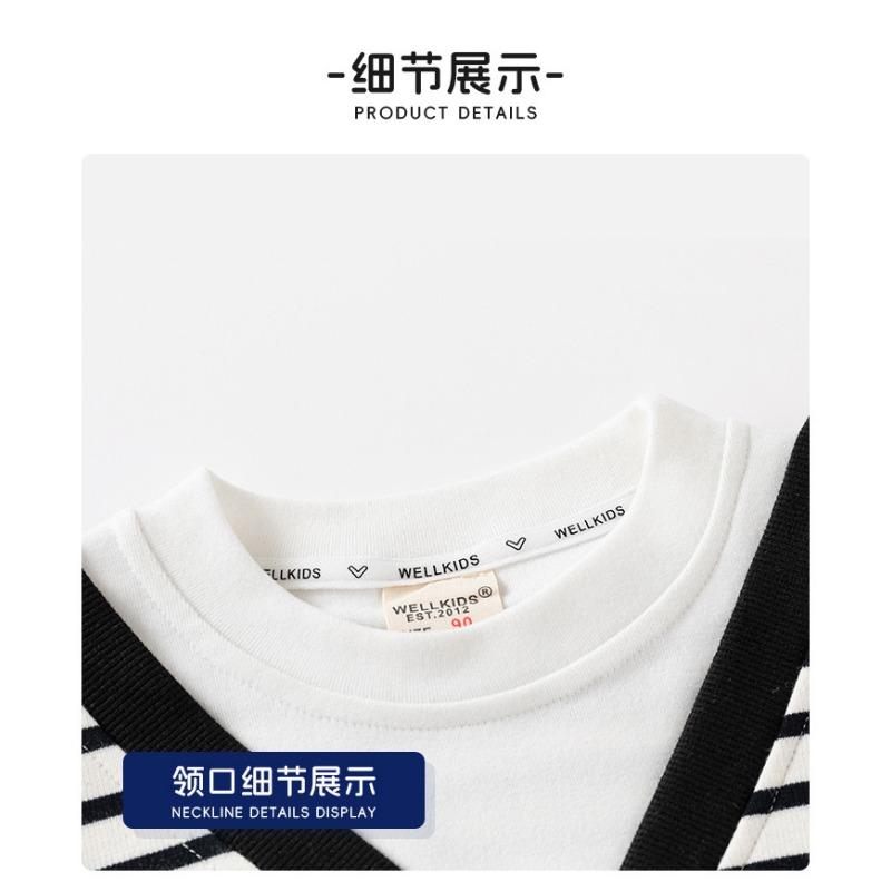 Boys Fake Two Piece Loose Sweatshirt Kids Casual Children Spring Clothing