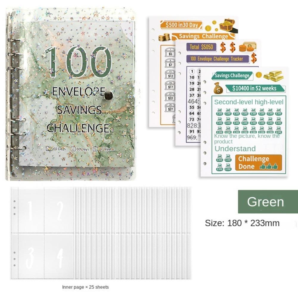 Large Capacity 100 Envelopes Money Saving Challenge Shining Savings Challenges Book  Couples