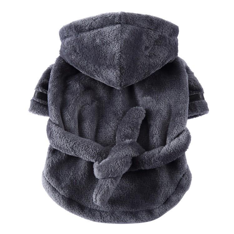 Two-Legged Fleece Dog Bathrobe and Towel for Small and Medium-Sized Dogs