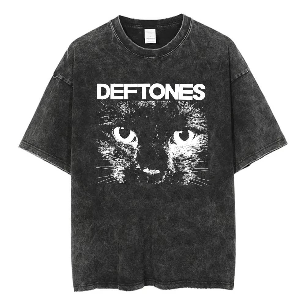 Music Album Cover Men T-Shirt Metal Rock Clothes Cotton Wash with Water Vintage Short Sleeve Tees For Men Plus Size Tops