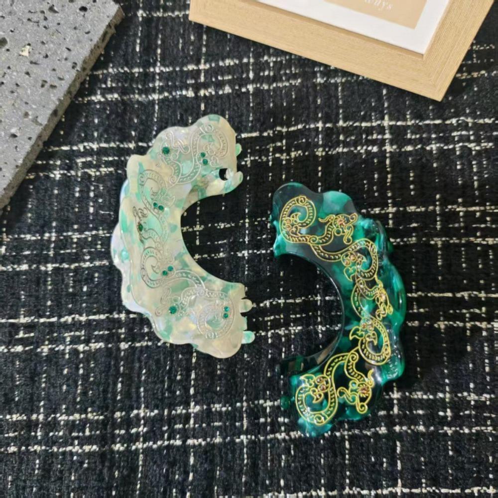 Chinese Style Dragon Pattern Hair Claw Acetic Acid Antique Style Grab Clip Daily