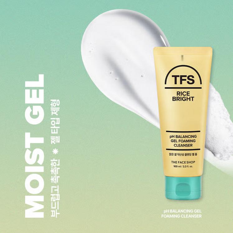 The Face Shop Rice Bright pH Balancing Gel Foaming Cleanser 100ml/ Moisturizing, Korean Cosmetics, Kbeauty