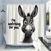 1pc Donkey Country Barn Shower Curtain Polyester Bathroom Decor with Floral Crown Rustic Barn Door 12 Hooks 70X70 Inches
