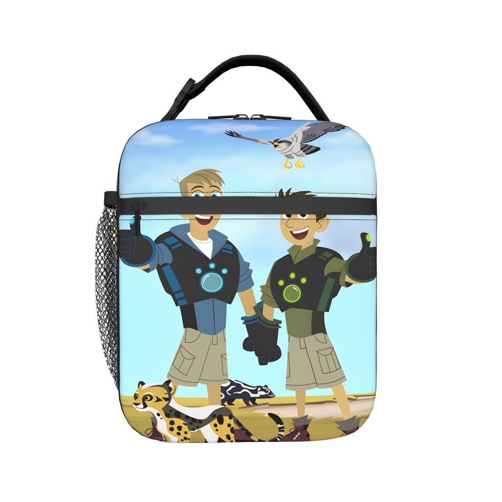 Wilds Kratts Lunch Bag School Lunch Box For Men Vintage Print Thermal Lunch Bags Oxford Portable Zipper Cooler Bag