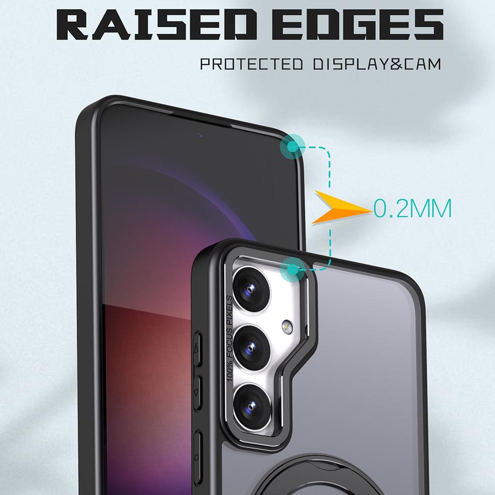 For Samsung Galaxy S25+ Case Rotating Magnetic Kickstand Acrylic+TPU Shockproof Phone Cover