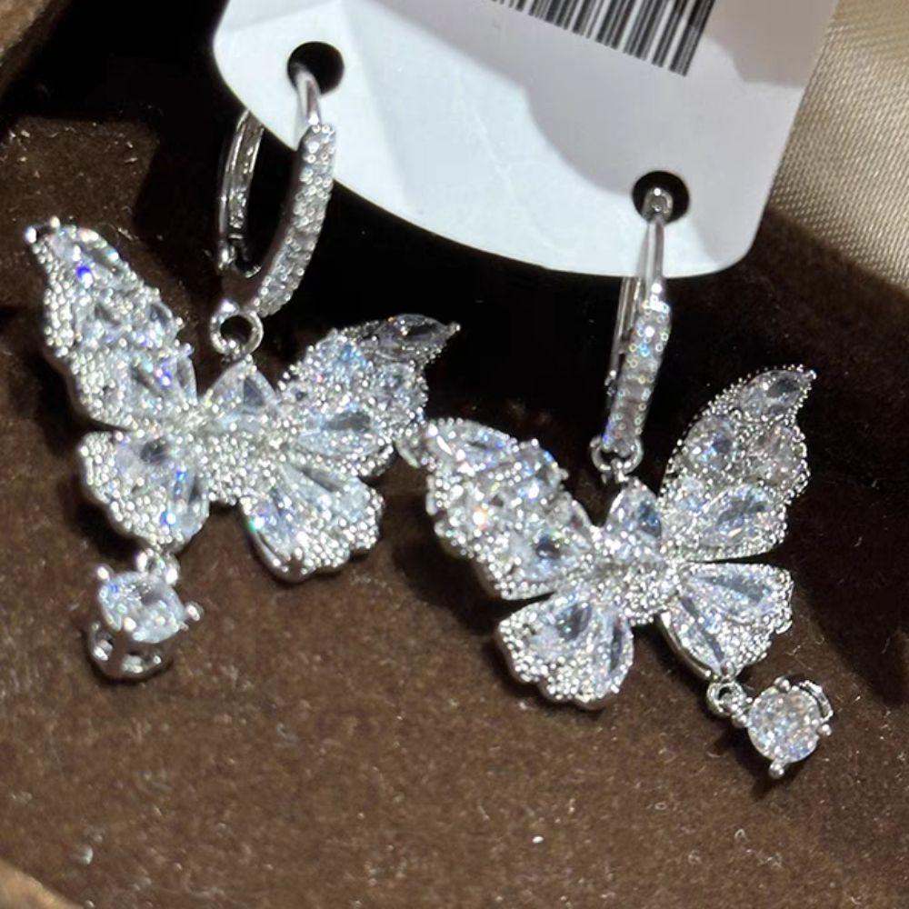 Zircon Butterfly Drop Earring Hook Piercing Ear Jewelry Accessories  Women